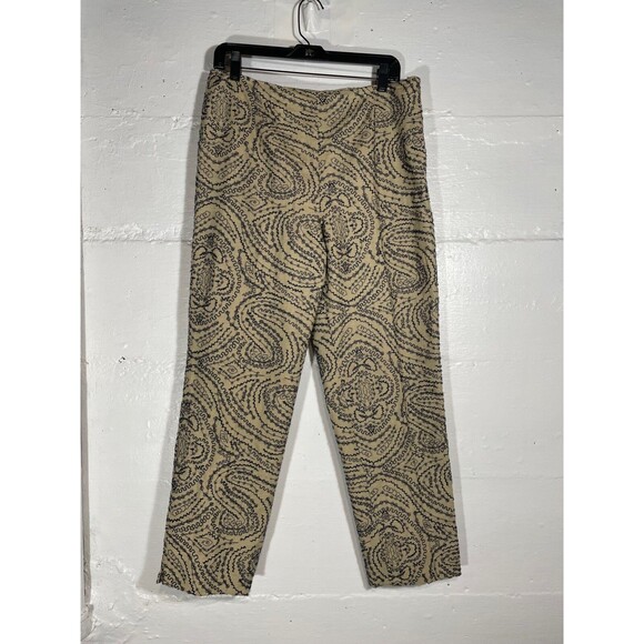 Vintage Talbots All Over Embroidered Chino Pant Linen Blend Navy Tan Chic 12 - Picture 2 of 14